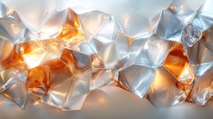 Poster - The arrangement features intermingled clear and amber ice cubes catching natural light, producing a captivating play of reflections and textures.