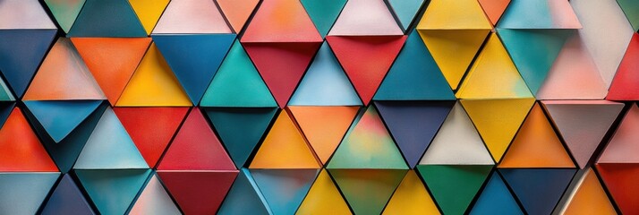 Aufkleber - Colorful triangular patterns create a striking geometric abstraction with vivid hues blending together harmoniously. Generative AI