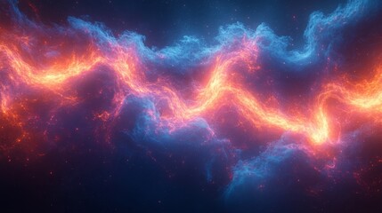 Poster - A mesmerizing formation of cosmic clouds showcases fiery orange and cool blue tones, representing the dynamic nature of interstellar space.