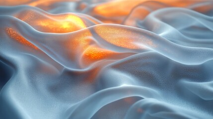 Aufkleber - Delicate fabric undulates softly, revealing translucent layers with warm glowing accents. The interplay of light and texture creates a dynamic visual experience.