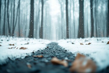 Poster - A snowy forest with a path through it