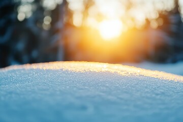 Wall Mural - A snow covered hill with a sun in the background