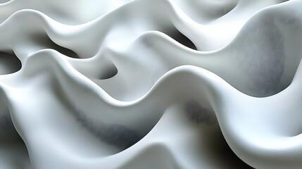 Wall Mural - Abstract white fabric waves creating a smooth, flowing texture.