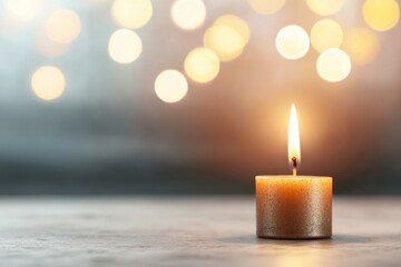 Poster - A candle is lit on a table