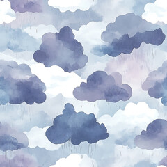 Wall Mural - serene rain clouds - calming atmosphere in pale gray, soft blue, light lavender