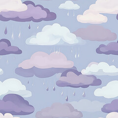 Wall Mural - serene rain clouds - gentle, calming atmosphere in pale gray, soft blue, light lavender