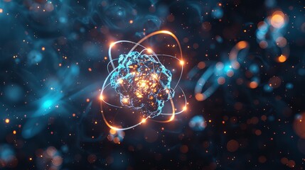 Fototapete - A computer generates a detailed image of an object floating in space, showcasing intricate details and realistic lighting effects.