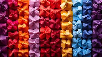 Sticker - Colorful arrangement of decorative bows in various shades.