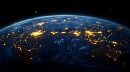 Poster - A digital representation of Earth illuminated by city lights.