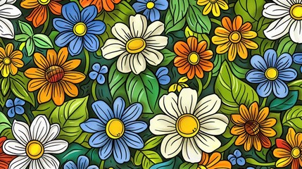 Wall Mural - Colorful Floral Pattern