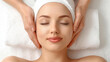 © ChimE - A serene young woman enjoys a rejuvenating face massage at a tranquil beauty spa, embracing relaxation and peace.