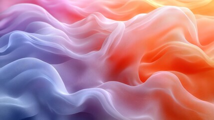 Poster - Soft fabric undulates gracefully in vibrant shades of purple, pink, and orange, creating a serene and flowing visual effect that suggests motion and tranquility.