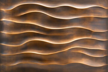 Abstract Wavy Copper Wall Panel Texture Background