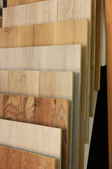 Wall Mural - Many different samples of wooden flooring in store