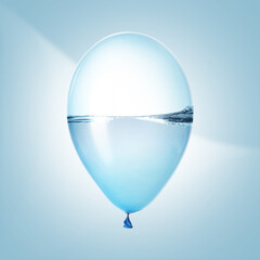 Poster - Balloon with water inside on light blue background