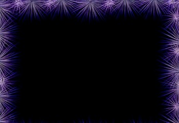 Poster - A black background with a purple frame of radiating lines.