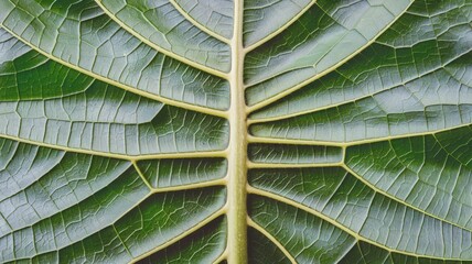 A leaf with a green stem and veins