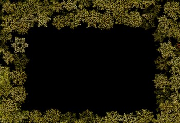 Poster - A black background framed by a border of blurred gold, star-shaped objects.
