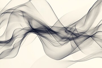 Poster - Black and white abstract swirls create a serene visual effect, capturing fluid motion and delicate textures in art. Generative AI