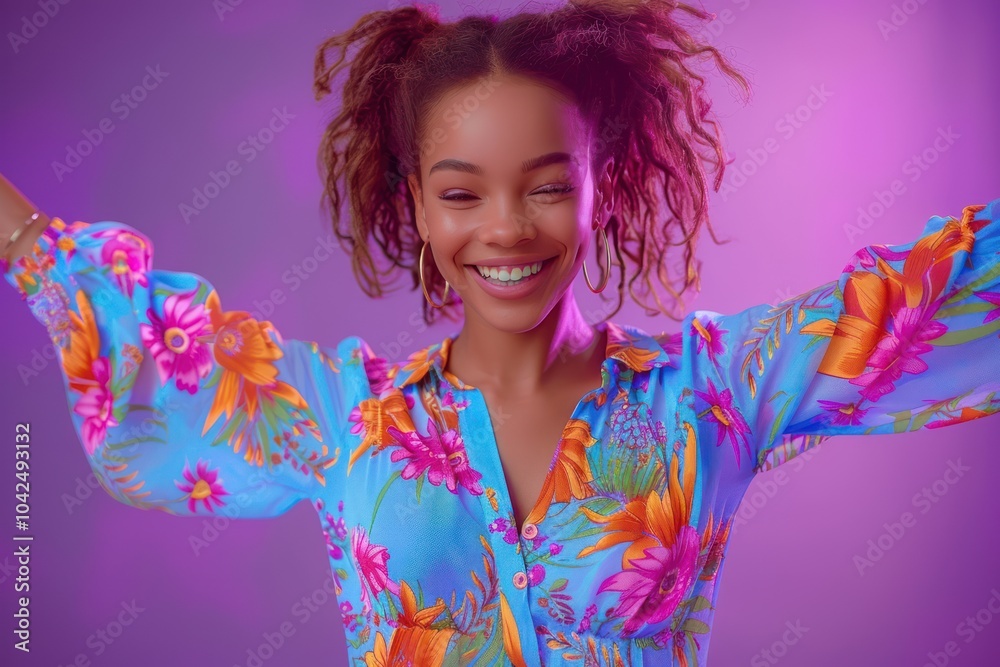 Joyful African American Teenage Girl Having