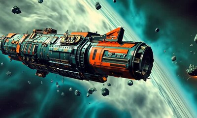 Wall Mural - Spaceship in Orbit