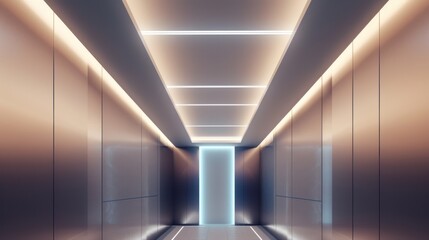 Canvas Print - Futuristic Corridor with Bright Lighting