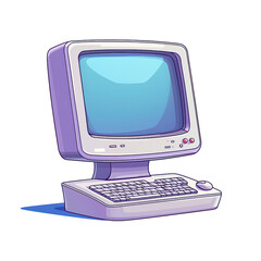 Poster - Vintage retro computer monitor with keyboard, white isolated background. isolated on transparent background.