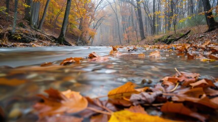 Canvas Print - Autumn Stream in Forest