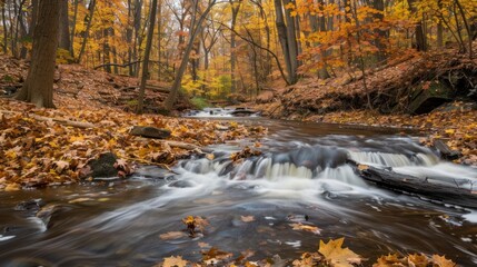 Poster - Autumn Creek in the Woods