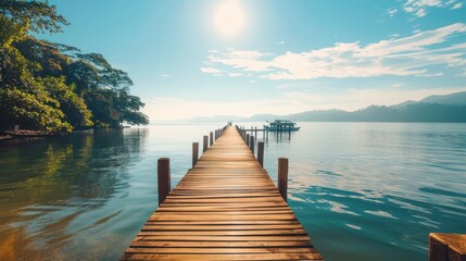 Sticker - Serene Wooden Pier Extending into Calm Waters