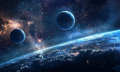 Wall Mural - Space Exploration, Planets, and the Milky Way