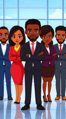 Poster - A group of people in suits and ties are posing for a picture. Scene is professional and serious