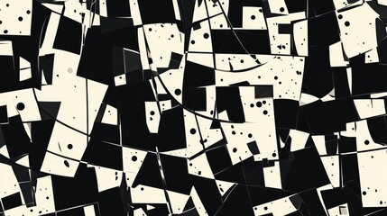 Poster - Abstract painting featuring scattered geometric line shapes Monochrome vector pattern with an artistic background design