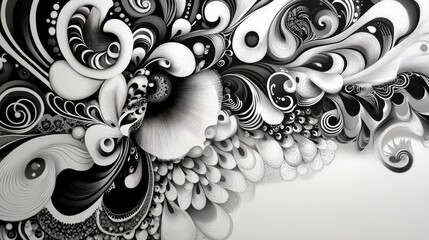 Poster - Ornamental artwork featuring a blend of black and white elements
