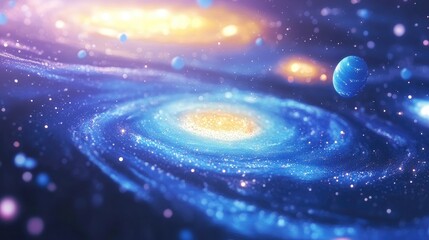 Poster - Beautiful stars in the galaxy depicted through 3D cartoon rendering