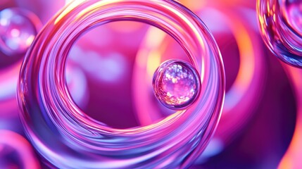 Poster - Abstract background featuring a 3D vortex created from glossy spheres ideal for wallpaper or cover design 3D illustration