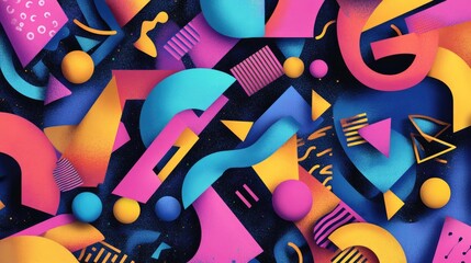 Poster - Geometric pattern featuring a cosmic color palette in a 3D cartoon rendering