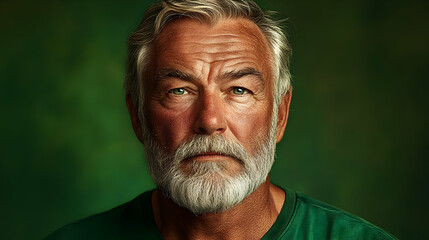 Wall Mural - A portrait of an older man with a gray beard and intense gaze.