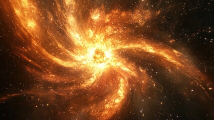 Poster - 3D cartoon depiction of a star explosion in a galaxy of an unknown universe