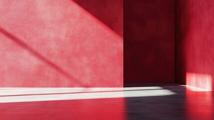 Poster - red abstract scene featuring a wall floor and corner designed for a minimal christmas and new year c