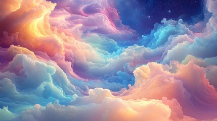 Poster - Artistic abstraction featuring fractal clouds themed around the Universe cosmos astronomy science and education in a 3D cartoon rendering