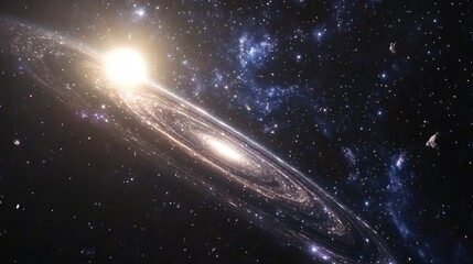 Poster - Stars of a planet and galaxy in free space depicted in 3D cartoon rendering