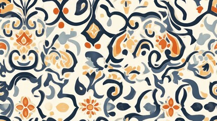Poster - seamless decorative pattern featuring mosaic elements vintage floral design ideal for cards corporat
