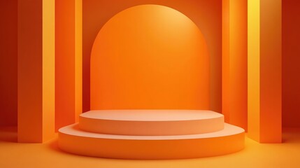 Poster - Orange background with an empty podium