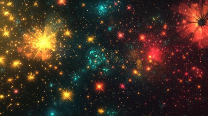 Wall Mural - cluster of stars in a 3d cartoon rendering showcasing a starfield and nebula