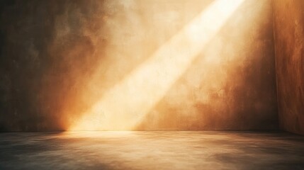 Poster - empty room background featuring a golden brown gradient and spotlight creating an abstract studio ba