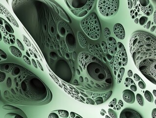 Poster - Abstract background featuring computer generated fractals Sleek monochrome design enhanced with green hues
