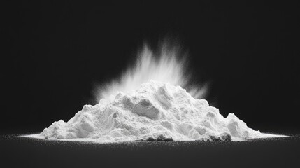 Poster - Launched white powder isolated on black background in a 3D cartoon rendering