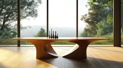 Poster - 3D rendering of a contemporary dining room table