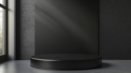 Poster - 3D rendering of a black podium backdrop for promotional products